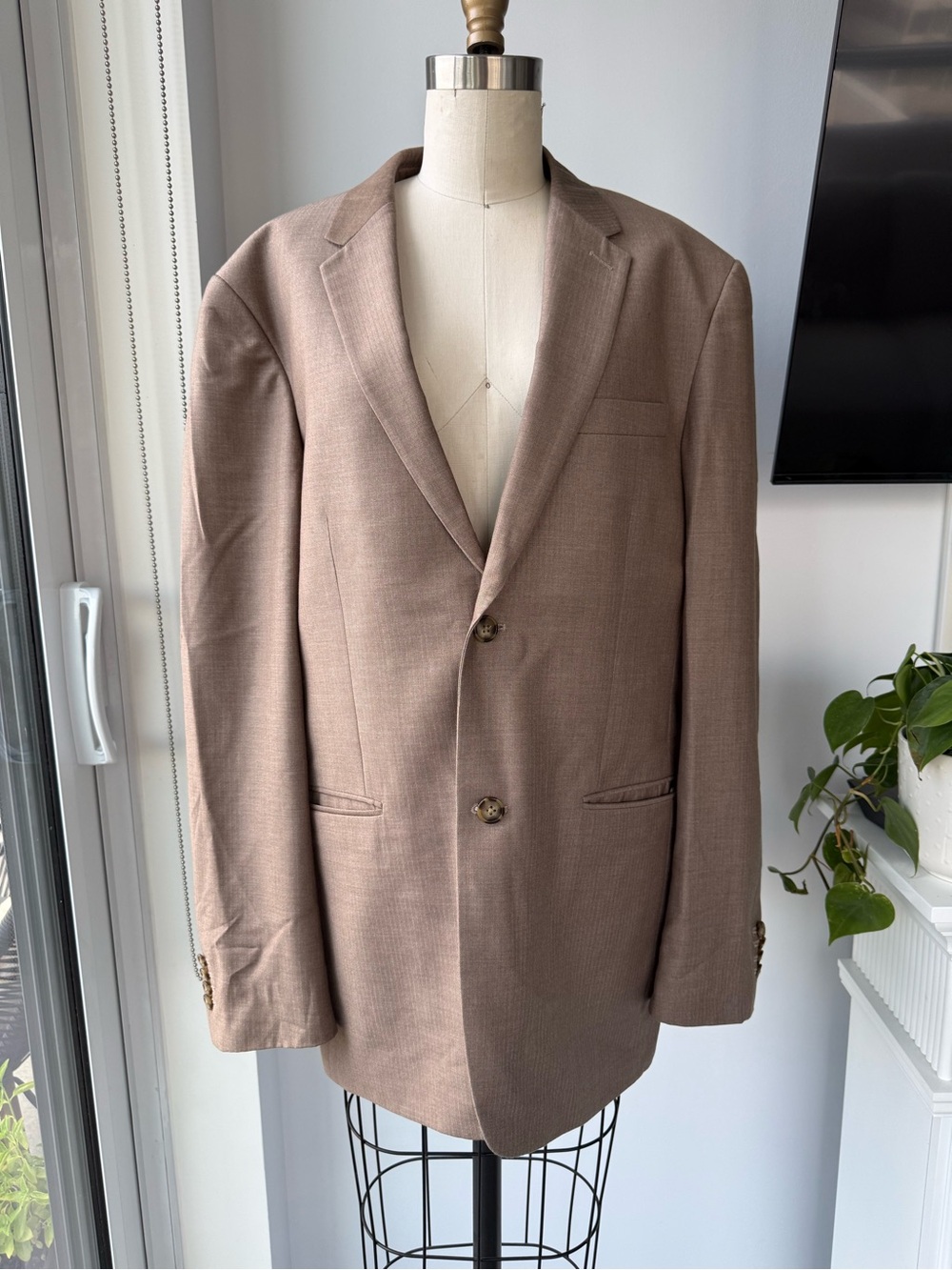 Perry Ellis Men’s Taupe Brown Classic Fit Blazer Sport Coat